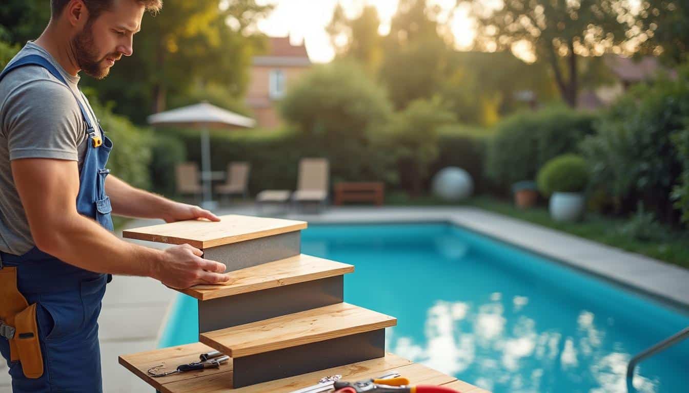 Illustration: Choisir le bon matériau pour un escalier de piscine hors sol durable et esthétique