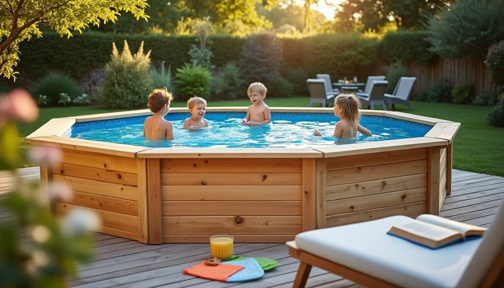 Piscine bois hors sol octogonale : charme et installation facile
